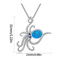 Vente flash - Collier pendentif pieuvre en argent sterling 925 avec opale bleue pour femmes - Bijoux d'été