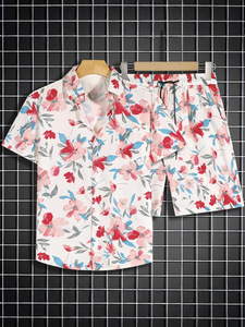 <span class=keywords><strong>Chemise</strong></span> à <span class=keywords><strong>fleurs</strong></span> hawaïennes décontractée <span class=keywords><strong>pour</strong></span> hommes <span class=keywords><strong>pour</strong></span> costume de plage d'été en popeline fine <span class=keywords><strong>pour</strong></span> les vacances en bord de mer et les voyages en couple - Product Image 5