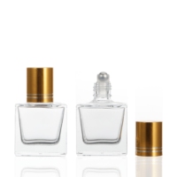 Vente en gros de flacons de parfum en verre carrés vides de 10 ml avec bille en acier, flacon cylindrique pour huile essentielle
