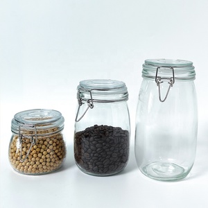 Pot de stockage réutilisable en verre transparent avec couvercle hermétique et clip pivotant pour céréales, fruits secs, riz, farine, sucre, ingrédients de pâtisserie - Product Image 6
