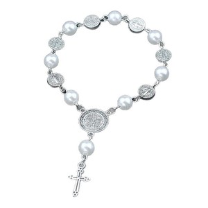 KOMI, pulseras con cuentas de perlas antiplata, pulseras con abalorios de San Benito, Rosario, Cruz, pulseras con dijes para mujer, con <span class=keywords><strong>anillo</strong></span> para decoración de coche - Product Image 1