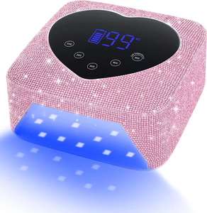 72W AB Pink Rhinestone UV LED Nail <b>Lamp</b> Cordless Rechargeable Gel Polish Dryer for Professional Salon - Product Image 2