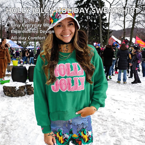 Dear-Lover Wholesale Fashion Chic Holly Jolly Embroidered Graphic Pullover Casual Autumn/Winter Knitted Christmas Sweatshirt - Product Image 2