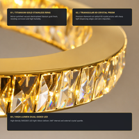 Lampu Gantung Kristal Emas Modern LED Bentuk Lingkaran Bertingkat, Dekorasi Hotel, Ruang Tamu, Tangga Villa