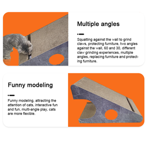 Scratcher per gatti inclinati giocattolo in carta ondulata a forma di triangolo letto per gatti - Product Image 6