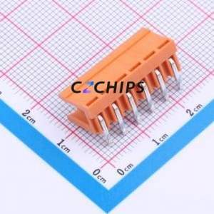 JL396R-39606O01 Plug-in Terminal Block Bent Lead Through Hole,P=3.96mm Connector Board-to-Board / Socket Open 1x6P 3.96mm Orange - Product Image 2