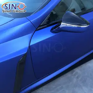 SM-12 Super Matte Lichtblauw Rekbaar Kleur Veranderen Zwarte Auto Wraps Vinyl Materiaal Filmfiche