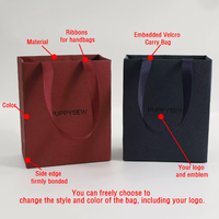 Sac fourre-tout en papier texturé cuir avec poignée en ruban - Sacs cadeaux personnalisés pour emballage de luxe
