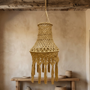 Lámpara Colgante de Macramé Tejida a Mano, Luz Colgante Tejida Natural, Decoración Boho con Flecos para el Hogar - Product Image 2