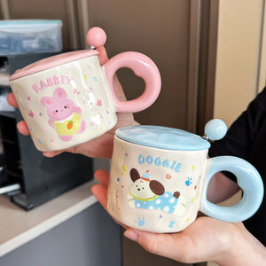 <span class=keywords><strong>Cadeau</strong></span> d'anniversaire pour filles, ensemble de tasses en céramique en forme de lapin de dessin animé - pour garçons, pour la Saint-Valentin et la fête des enfants - Product Image 4