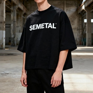 Camiseta de Diseño con Cuello Redondo, Corte Holgado, Personalizable con Logotipo, Estilo Baggy, Corta, de Algodón 100% de Alto Gramaje, Oversize para Hombre - Product Image 3