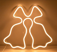 Cloches de Noël néon, enseigne lumineuse LED, cloches lumineuses LED, décoration néon Joyeux Noël, décoration murale pour la maison, décoration murale avant, cadeau de Noël, art mural