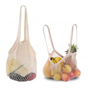 Simple Produce Heavy Duty String Beach Shopping Tote Purse Toys Storage Fruit Vegetable Grocery Bags Washable Cotton Mesh Bag