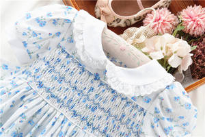 Vestidos de Verano para Niñas con Estampado Floral, Vestido Tipo Frock Azul Cielo, Ropa Infantil Casual Vintage al por Mayor, B114313 - Product Image 3