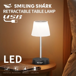 Smiling Shark Retractable Table Lamp <b>Led</b> Touch Control <b>Usb</b> Rechargeable Desk <b>Light</b> - Product Image 1