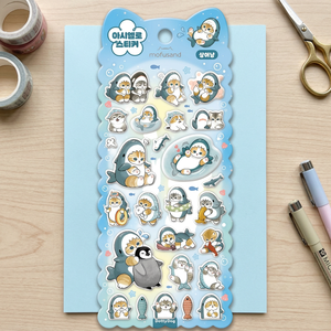 สติกเกอร์การ์ตูนเกาหลีน่ารักลายฉลามแมวแบบนุ่มๆ ติดได้ซ้ำได้ ตกแต่งสมุดไดอารี่ สติกเกอร์แผ่นใหญ่ คาวาอี้ ขายส่ง - Product Image 3