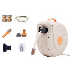 30M Retractable Garden <b>Hose</b> Reel - 180° Rotatable <b>Wall</b>-<b>Mounted</b> Plastic <b>Hose</b> Holder for Watering Plants & Car Cleaning - Product Image 6