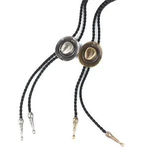 Mode Kostuum Accessoire Heren Multi Gold Metal Western Cowboy Hoed Bolo Tie Leveranciers