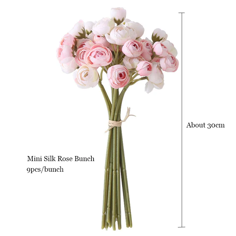 Artificial Camellia Flower Heads Mini Silk Peony Artificial Peonies Bunch For Home Decor Table Flowers Wedding Bridal Bouquet