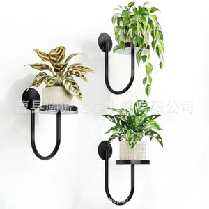 Support mural en bois de style européen pour plantes, idéal pour salon, balcon et extérieur ; support en fer forgé pour pots de fleurs - Product Image 3
