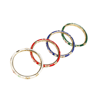 SHINNYGIFTS Or Charnière Bracelet Cloisonné Bracelet Cuivre Émail Bijoux Floral Fleur Bracelets pour Femmes À La Mode Boîte-Cadeau