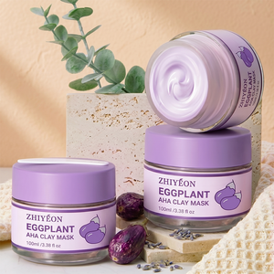 Maschera Vegan all'Argilla Viola di Melanzana per Pelli Sensibili, Biologica, Sbiancante, per la Pulizia dei Pori e Rimozione dei Punti Neri, Etichetta Privata - Product Image 1