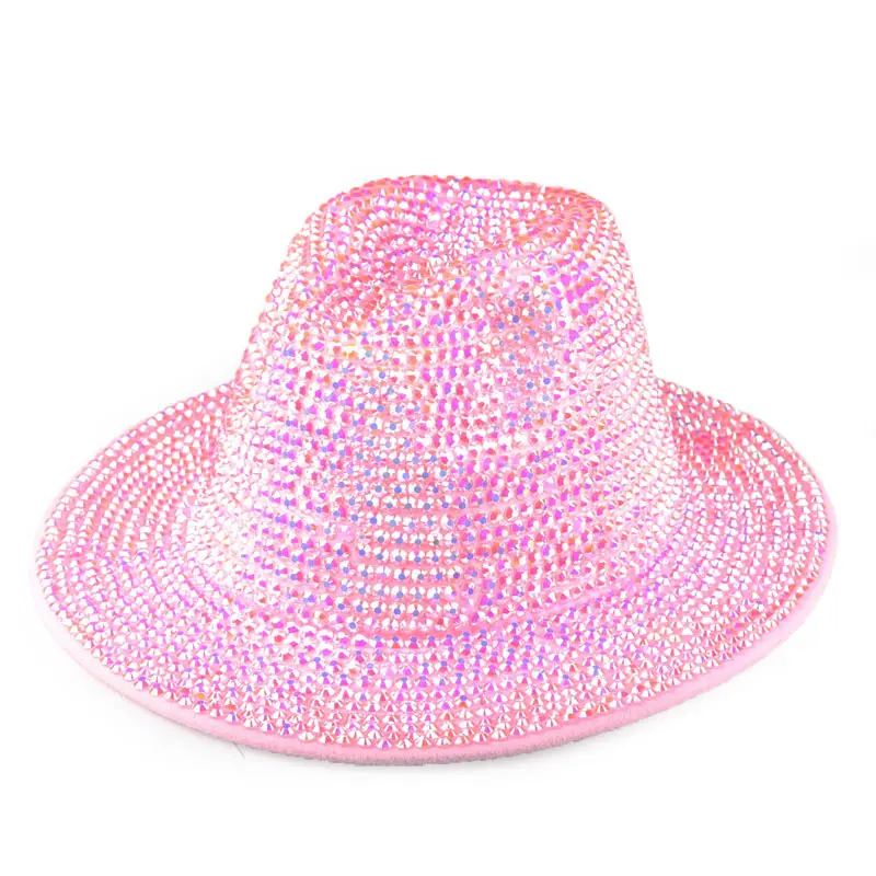 Cappello da palcoscenico in strass di lusso fatto a mano alla moda con diamanti Shinny Fedora cappello Jazz per uomo e donna