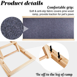 Solid Wood Pet Staircase Adjustable Folding Ramp For Dogs <b>Cats</b> <b>Large</b> Size Rectangle Shape Natural Color - Product Image 2