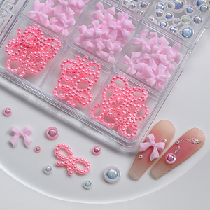 12 Grilles de Breloques 3D Nœud Papillon pour Ongles, Adorables Rubans et Perles, Bijoux d'Ongles de Luxe, Fournitures de <span class=keywords><strong>Manucure</strong></span> DIY, Décorations pour Ongles - Product Image 3
