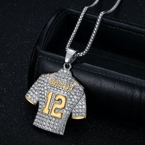 Collier pendentif maillot de football Brady 12 Yunnique en acier inoxydable avec sertissage pavé, cadeau unisexe - Product Image 2