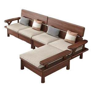 Chinese Style Black Walnut Solid Wood Sofa <b>Set</b> With Storage Living Room Furniture - Product Image 5