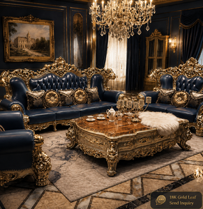 Set di Divani di Lusso per Soggiorno, Intagliati a Mano, Stile Europeo Dorato, per Hotel, Villa, Palazzo, Colori Personalizzabili - Product Image 6