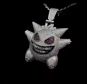 Collar con Colgante de Monstruo de Dibujos Animados de Moda, Plata de Ley 925, Chapado en Oro, Moissanita Personalizada, Accesorio de Joyería de Lujo Hip Hop - Product Image 2
