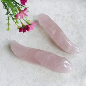 Venta al por mayor de cristales rosas naturales, varitas de masaje curativas, piedra de cuarzo rosa, consolador de pene de cristal, varita de masaje - Product Image 4