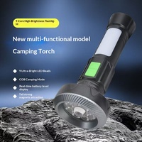 Nouvelle Lampe Torche LED de Camping Rechargeable USB 2026 en ABS avec Éclairage Latéral COB, Affichage de Puissance et Base Magnétique pour Éclairage Nocturne Transfrontalier