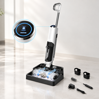 Nettoyeur de sols sans fil Edge to Edge avec système de nettoyage humide et sec, anti-emmêlement des cheveux et double réservoir d'eau