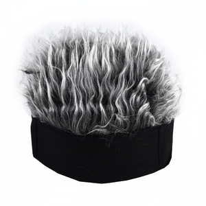Parrucca grigia a punta corta con buffo berretto di personalità pazza per accessori per capelli da festa - Product Image 1