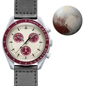 핫 아이템! 태양 지구 달 목성 해왕성 명왕성 남성용 오메가 워치 샘플 자동 기계식 시계