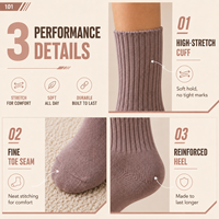 Chaussettes en laine mérinos tricotées, côtelées, classiques, en coton, avec logo personnalisé, respirantes, douces pour la peau, écologiques, pour un usage quotidien décontracté