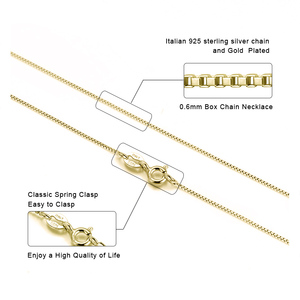 RINNTIN SC07 Fiine Jewelry Genuine 925 Sterling Silver <strong>Chain</strong> 0.6mm <strong>14K</strong> <strong>Gold</strong> Plated Box <strong>Chain</strong> for Necklace - Product Image 2