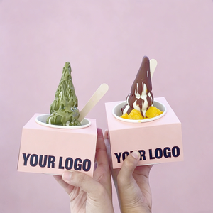 Food <b>Packing</b> Yogurt Cup with <b>Paper</b> Box Takeout Ice Cream <b>Paper</b> Packaging Cup Disposable Smoothie Dessert Cup square Boxes - Product Image 3