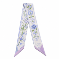 Écharpe longue et étroite personnalisée en satin de soie, ruban pour cheveux, foulard de luxe pour femme, ceinture de sac, ceinture à nouer