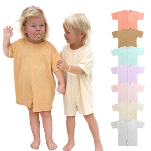 Combinaisons pour bébé en tissu éponge à manches courtes, personnalisées, neuves, d'été, unisexes, fabriquées par des professionnels - Product Image 1