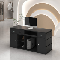 Bureau de réception moderne en bois avec espace de rangement, vente directe d'usine LR-RD-079, taille personnalisée durable pour bureau ou magasin de détail