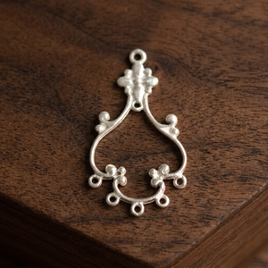 Boucles d'oreilles fantaisie en argent sterling en gros, modèle chandelier, avec un design complexe, SKU SBF0032, 1,40g - Product Image 2