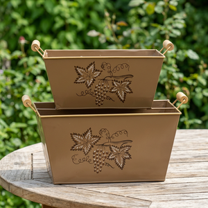 Ensemble de 2 jardinières en fer galvanisé émaillé - Product Image 1
