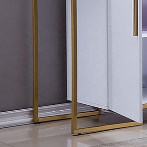 Table de <span class=keywords><strong>Console</strong></span> d'entrée moderne en acier inoxydable blanc et or avec rangement armoire à chaussures à 2 portes - Product Image 6