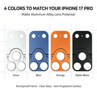 Nieuw ontwerp 9H hardheid gehard glas 2.5D 2-in-1 camera lensfolie met metalen ringstandaard voor 17 Pro Max