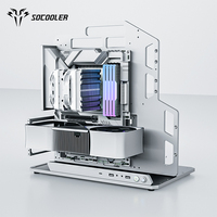 Boîtier d'ordinateur de jeu Socooler SOC-AE haut de gamme en alliage d'aluminium, tour moyenne, panneau en verre trempé sur trois côtés, prise en charge ATX, audio/USB