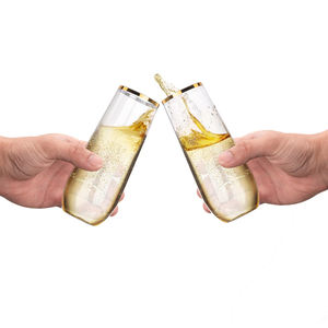 9oz Élégant en plastique cocktails verres <span class=keywords><strong>à</strong></span> vin clair mariages <span class=keywords><strong>flûte</strong></span> <span class=keywords><strong>à</strong></span> <span class=keywords><strong>champagne</strong></span> <span class=keywords><strong>flûte</strong></span> <span class=keywords><strong>à</strong></span> <span class=keywords><strong>champagne</strong></span> bordée d'or pour la fête - Product Image 6